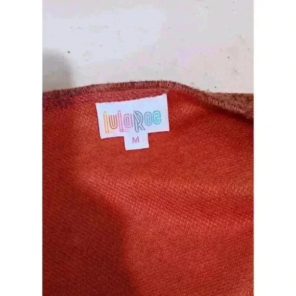 LULAROE SHIRLEY WOMENS SIZE MEDIUM LONG Orange CARDIGAN SWEATER DUSTER - Picture 7 of 8
